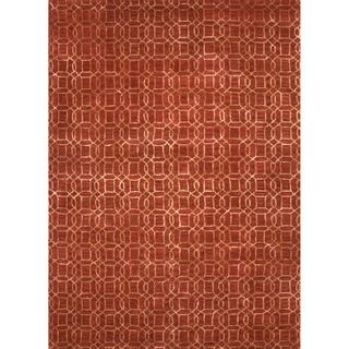 Hand tufted Transitional Tone on tone Red/ Orange Rug (8 X 11)