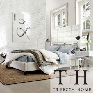 Tribecca Home Tribecca Home Sarajevo White Bonded Leather High Profile Tufted King size Bed White Size King