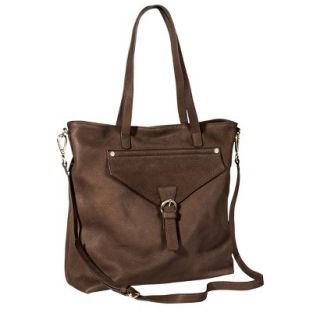 Merona Genuine Leather Tote Handbag with Removable Strap   Brown