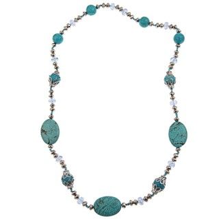 Pearlz Ocean Howlite, Reconstituted Turquoise and Glass Necklace Pearlz Ocean Gemstone Necklaces