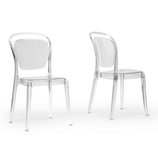 Baxton Studio Ingram Clear Plastic Stackable Modern Dining Chairs (set Of 2)