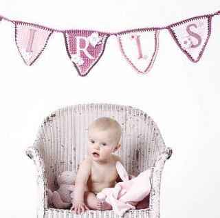 personalised handmade crochet name bunting by ruby & custard