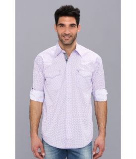 Stetson Purple Squoval Print On Poplin 9028 Mens Long Sleeve Button Up (Purple)
