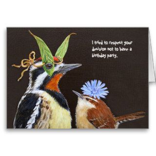 Funny bird birthday card with sapsucker