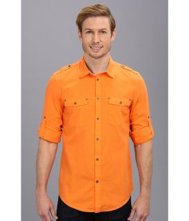 Calvin Klein Jeans L/S Solid Roll Up Mens Long Sleeve Button Up (Orange)