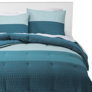 Room Essentials Textured Colorblock Comforter Set   Blue (Full/Queen)