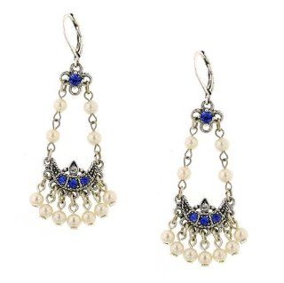 1928 Jewelry Sapphire Vintage Pearl Chandelier Earrings Jewelry