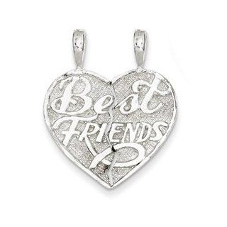 IceCarats Designer Jewelry Sterling Silver Best Friend 2 Piece Break Apart Heart Charm Pendants Jewelry