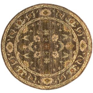 Hand knotted Ziegler Brown Vegetable Dyes Wool Rug (4 Round)
