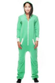 Cozy Fleece Pajamas Onesie For Women All In One Hooded Green (Extra Large)