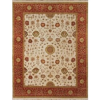 Hand Knotted Ziegler Beige Rust Vegetable Dyes Wool Rug (6 X 9)