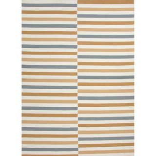 Hand hooked Indoor/ Outdoor Stripe Pattern Brown Rug (2 X 3)