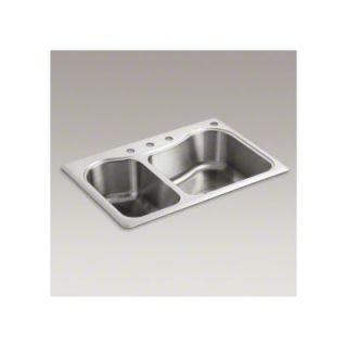 Kohler Staccato 33 X 22 X 8 5/16 Top Mount Large/Medium Double Bowl