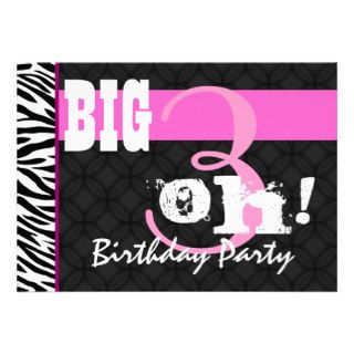 30th Birthday Party Pink Zebra C431 Template Invites