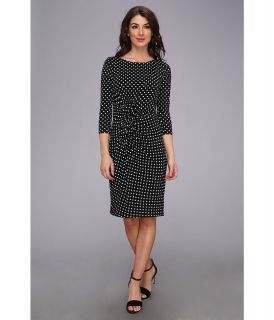 Adrianna Papell Asymmetrical Dress w/ Dots Womens Dress (Black)