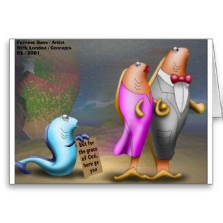 Cod Fishing Beggar Offbeat Funny Gifts & Tees Greeting Cards