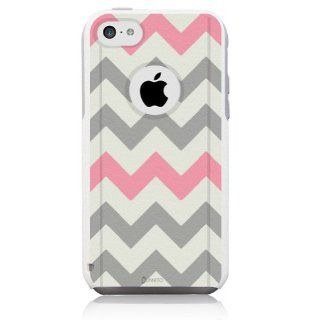 iPhone 5c Case White Chevron Grey Pink (Generic for Otterbox Commuter) Cell Phones & Accessories