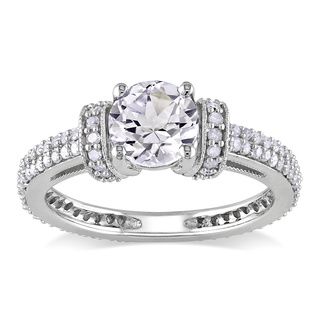 Miadora 10k Gold Created White Sapphire and 1/2ct TDW Diamond Ring (H I, I2 I3) Miadora Gemstone Rings