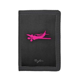 Hot Pink Small Plane Trifold Wallet