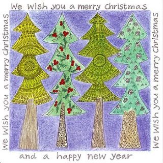 a pack of four merry christmas cards by fiona willis artwork