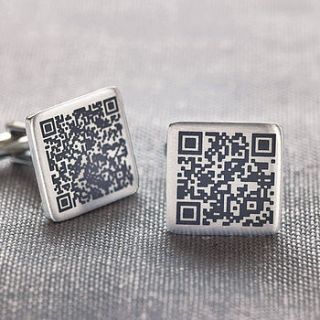 personalised secret message qr code cufflinks by sally clay