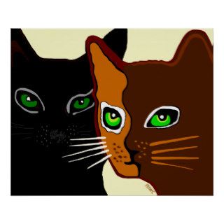 The Ocicat and Black Cat Poster