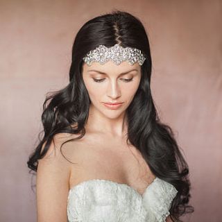 darcy crystal flower hair band by britten weddings