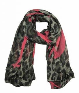 leopard and heart scarf by bella bazaar