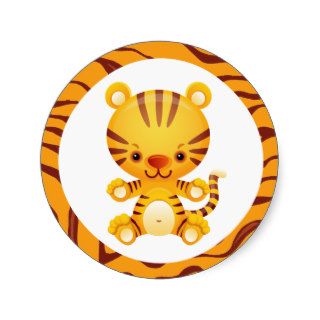Cartoon Tiger with Tiger Print Stickers
