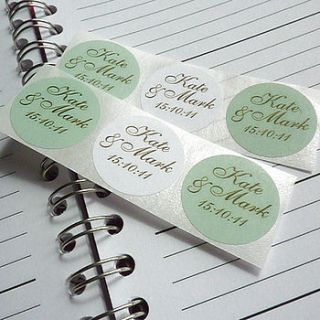 personalised save the date stickers by little cherub design