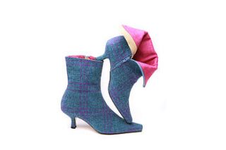 periwinkle & purple tweed ankle boot by mandarina shoes