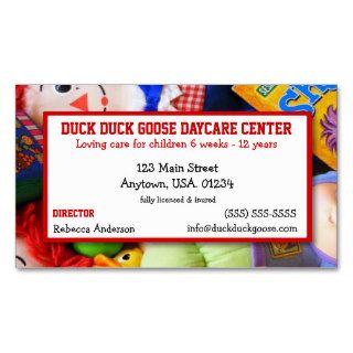Toys Daycare Center or Child Care Giver Business Card Templates