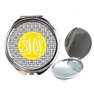 personalised compact mirror square design by we love to create