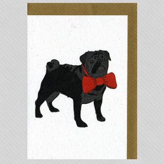 illustrated black pug blank card by illustrated cards