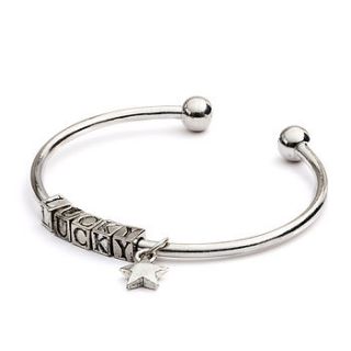 personalised name bangle with butterfly charm by cinderela b jewellery