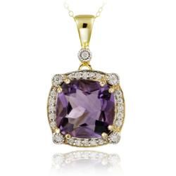 Glitzy Rocks 18k Gold over Silver Amethyst and Cub Glitzy Rocks Gemstone Necklaces