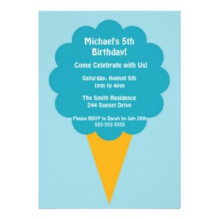 Cute Blue Cotton Candy Kid's Birthday Party Invite