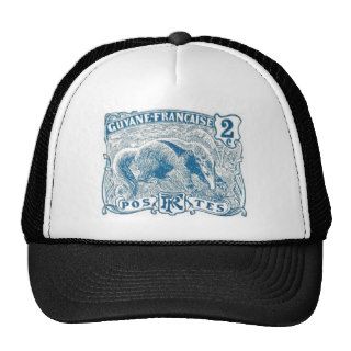 1905 French Guiana Great Anteater Stamp Blue Mesh Hats