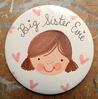 personalised big sister badge by love lucy illustration