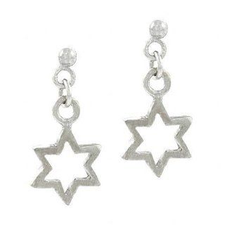 Sterling Silver Small Jewish Star of David Mini Kid Stud Dangle Earrings Jewelry
