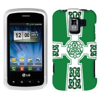 LG Enlighten Green Celtic Cross on White Cover Cell Phones & Accessories