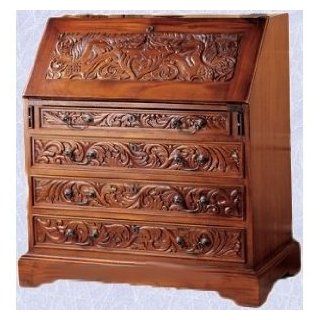 medieval writing desk gothic carved unicorns drawers  Home Office Desks  