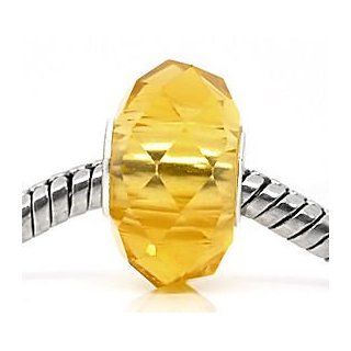 Yellow Topaz Crystal NOVEMBER Charm Bead for Troll Biagi Pandora  