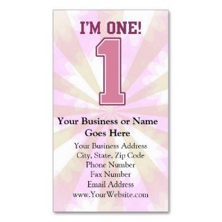 Big Pink Number One, Girl's First Birthday Business Card Template