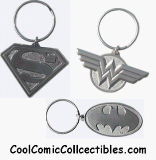Batman, Superman & Wonder Woman Pewter Key Rings Toys & Games