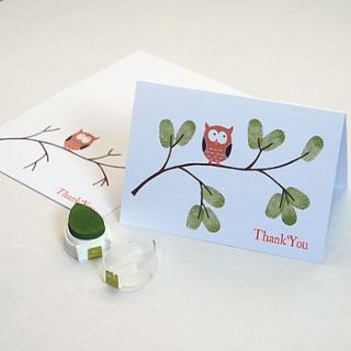little owl personalised fingerprint cards by love those prints