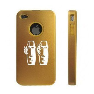 Apple iphone 4 4s 4g Gold D8861 Aluminum & Silicone Case Cover Tiki Man and Woman Cell Phones & Accessories