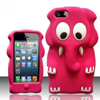LA Palma Apple iPhone 5   Elephant Silicone Skin Cover   Hot Pink Cell Phones & Accessories
