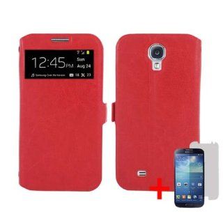 SAMSUNG GALAXY S4 RED TIME DISPLAY FLIP SMART COVER POUCH CASE + FREE SCREEN PROTECTOR from [ACCESSORY ARENA] Cell Phones & Accessories