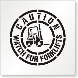 CAUTION WATCH FOR FORKLIFTS, Reusable Polyethylene Stencil, 63 mil Thick, 48" x 48"   Wall Decor Stickers